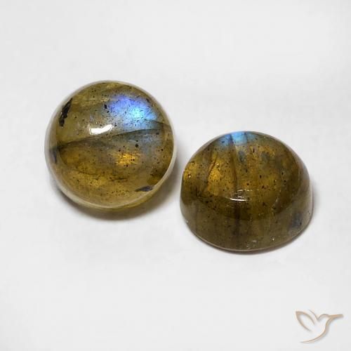 2.18 ctw Multicolor Labradorite Stones, Natural Labradorite in Round Cabochon Shape for Sale
