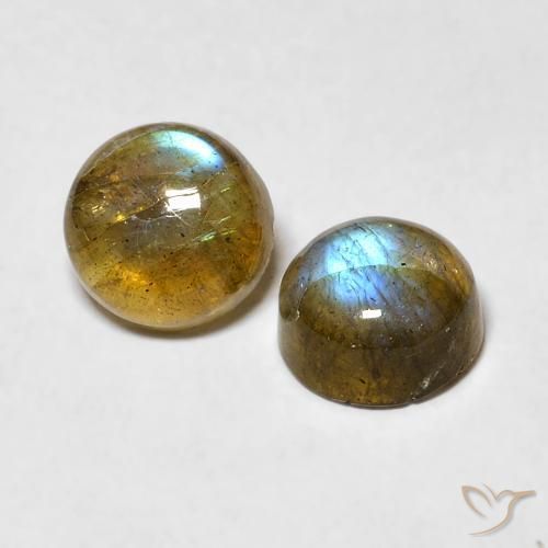 1.98 ctw Multicolor Labradorite Stones, Natural Labradorite in Round Cabochon Shape for Sale
