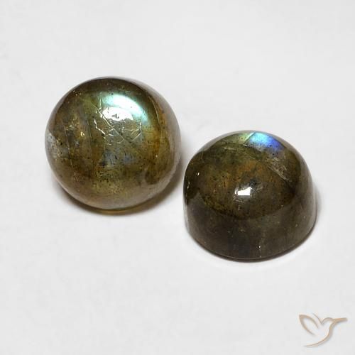 2.43 ctw Multicolor Labradorite Stones, Natural Labradorite in Round Cabochon Shape for Sale