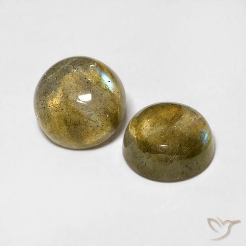 1.86 ctw Multicolor Labradorite Stones, Natural Labradorite in Round Cabochon Shape for Sale