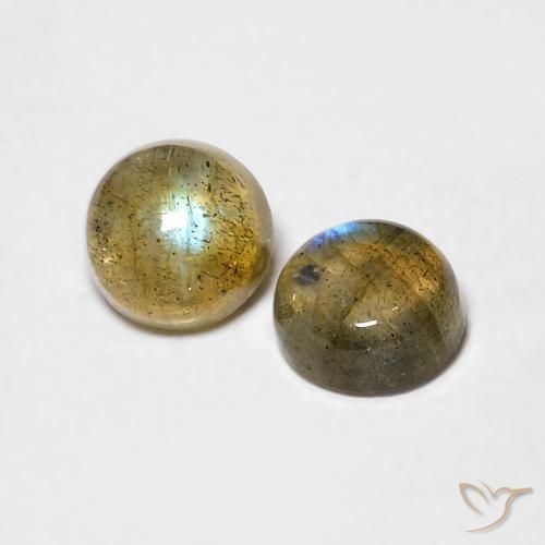 1.16 ctw Multicolor Labradorite Stones, Natural Labradorite in Round Cabochon Shape for Sale