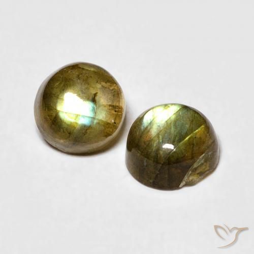 2.04 ctw Multicolor Labradorite Stones, Natural Labradorite in Round Cabochon Shape for Sale