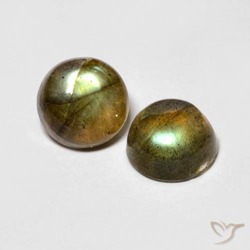 2.06 ctw Multicolor Labradorite Stones, Natural Labradorite in Round Cabochon Shape for Sale