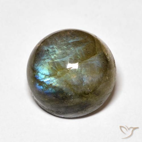 5.32 ct Multicolor Labradorite Stone, Natural Labradorite in Round Cabochon Shape for Sale