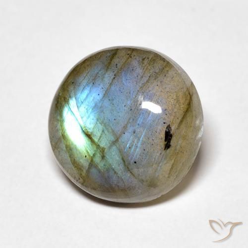 4.89 ct Multicolor Labradorite Stone, Natural Labradorite in Round Cabochon Shape for Sale