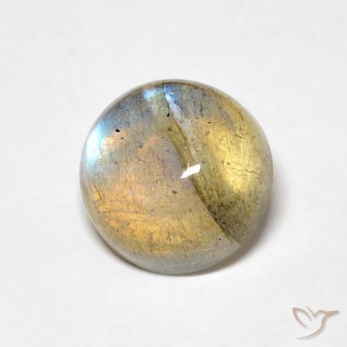 1.57 ct Multicolor Labradorite Stone, Natural Labradorite in Round Cabochon Shape for Sale