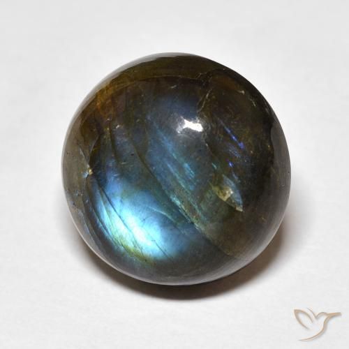 12.97 ct Multicolor Labradorite Stone, Natural Labradorite in Round Cabochon Shape for Sale