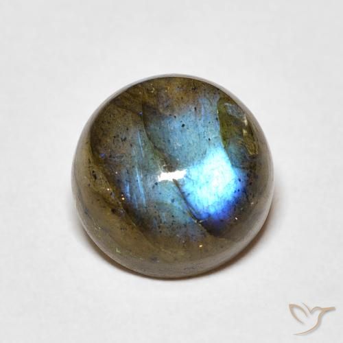 Labradorita Cabujón Redondo de 4,26 ct de Madagascar, Dimensión 10mm, Claridad Translúcido, Piedra preciosa natural No tratado, 1 pieza de Labradorita en color Multicolor, Dureza Mohs de 6 - 6.5, Photo A