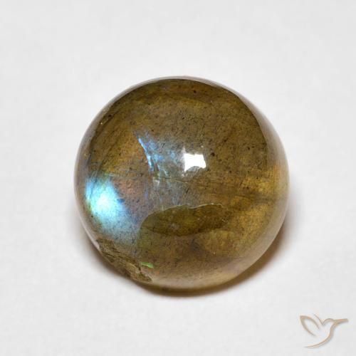 3.68 ct Multicolor Labradorite Stone, Natural Labradorite in Round Cabochon Shape for Sale