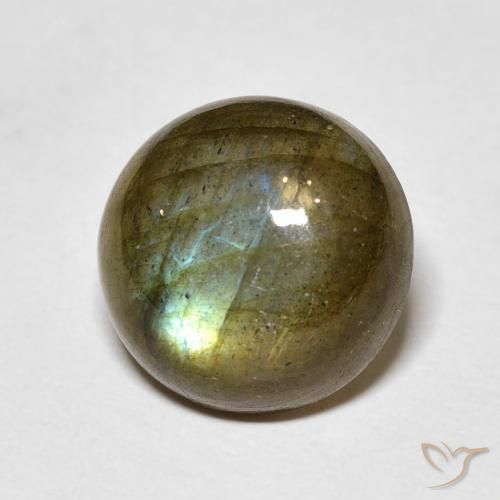 5.30 ct Multicolor Labradorite Stone, Natural Labradorite in Round Cabochon Shape for Sale