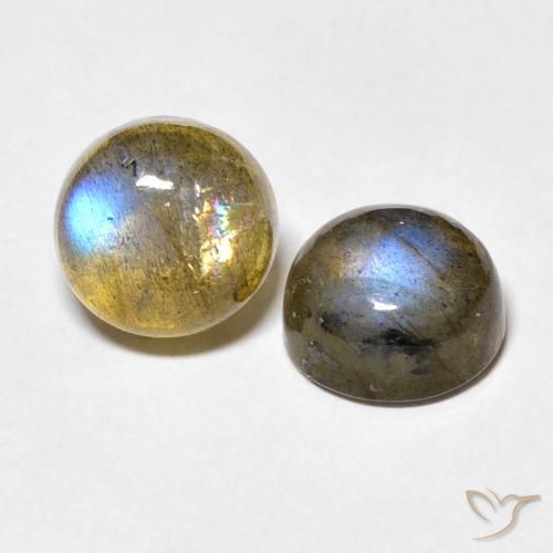 5.02 ctw Multicolor Labradorite Stones, Natural Labradorite in Round Cabochon Shape for Sale