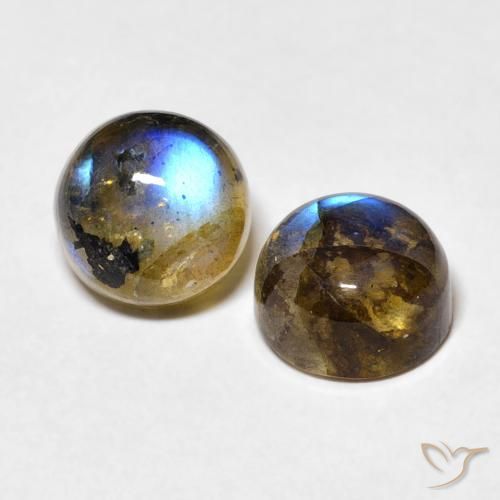 3.63 ctw Multicolor Labradorite Stones, Natural Labradorite in Round Cabochon Shape for Sale