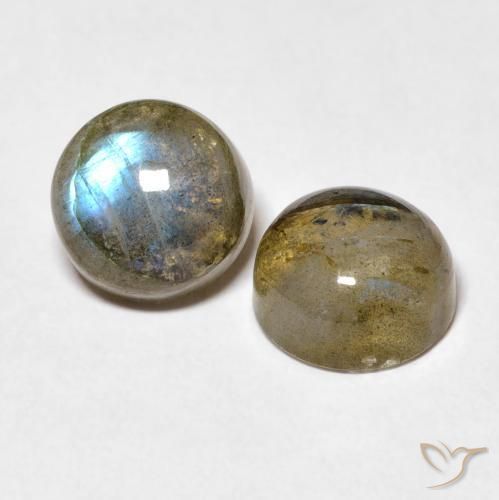 5.18 ctw Multicolor Labradorite Stones, Natural Labradorite in Round Cabochon Shape for Sale