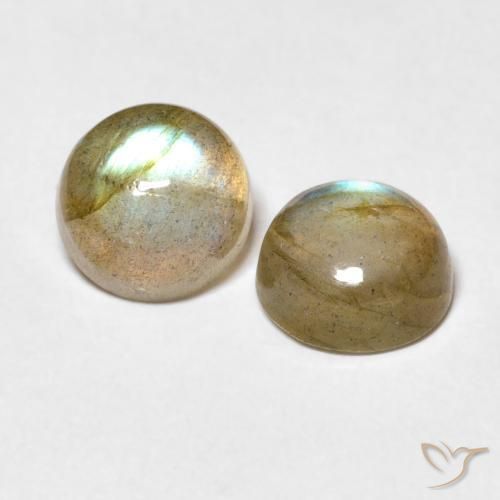3.14 ctw Multicolor Labradorite Stones, Natural Labradorite in Round Cabochon Shape for Sale