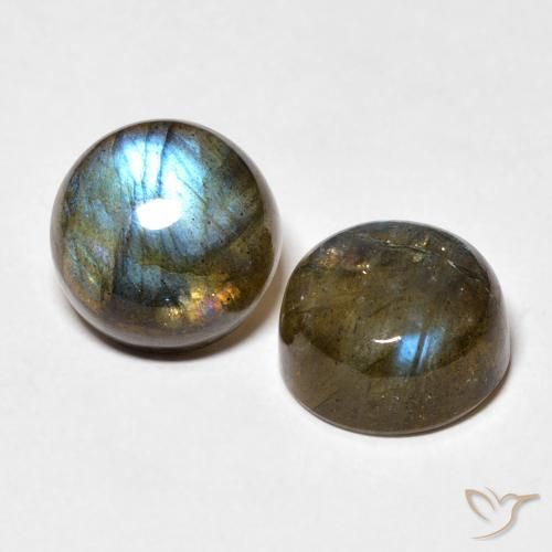 9.92 ctw Multicolor Labradorite Stones, Natural Labradorite in Round Cabochon Shape for Sale