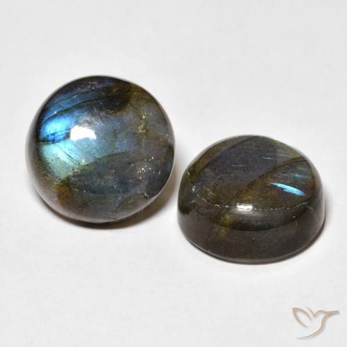 15.28 ctw Multicolor Labradorite Stones, Natural Labradorite in Round Cabochon Shape for Sale