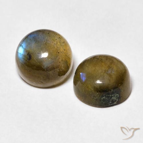 3.48 ctw Multicolor Labradorite Stones, Natural Labradorite in Round Cabochon Shape for Sale