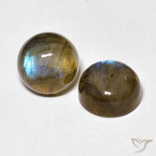 5.06 ctw Multicolor Labradorite Stones, Natural Labradorite in Round Cabochon Shape for Sale