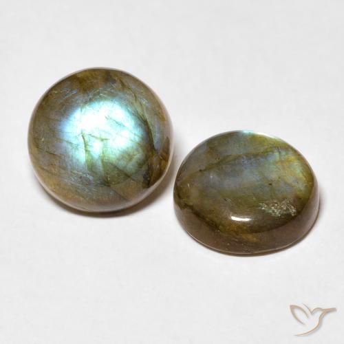 7.40 ctw Multicolor Labradorite Stones, Natural Labradorite in Round Cabochon Shape for Sale