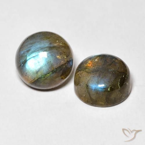 7.43 ctw Multicolor Labradorite Stones, Natural Labradorite in Round Cabochon Shape for Sale