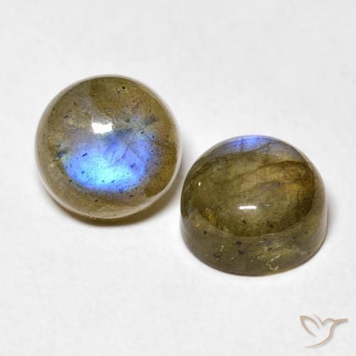 3.71 ctw Multicolor Labradorite Stones, Natural Labradorite in Round Cabochon Shape for Sale
