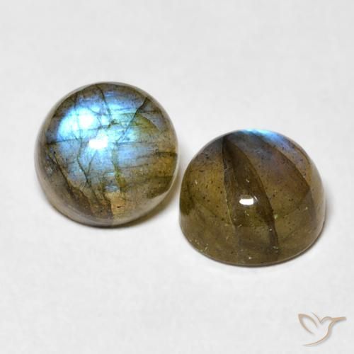 3.64 ctw Multicolor Labradorite Stones, Natural Labradorite in Round Cabochon Shape for Sale
