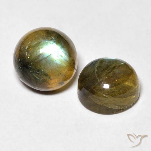 3.74 ctw Multicolor Labradorite Stones, Natural Labradorite in Round Cabochon Shape for Sale