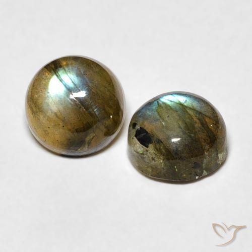 2.10 ctw Multicolor Labradorite Stones, Natural Labradorite in Round Cabochon Shape for Sale