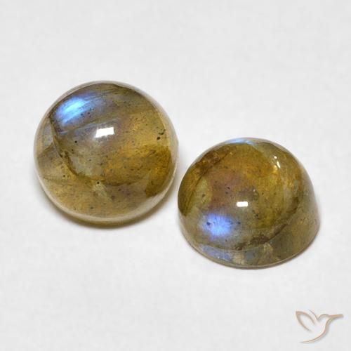 2.24 ctw Multicolor Labradorite Stones, Natural Labradorite in Round Cabochon Shape for Sale