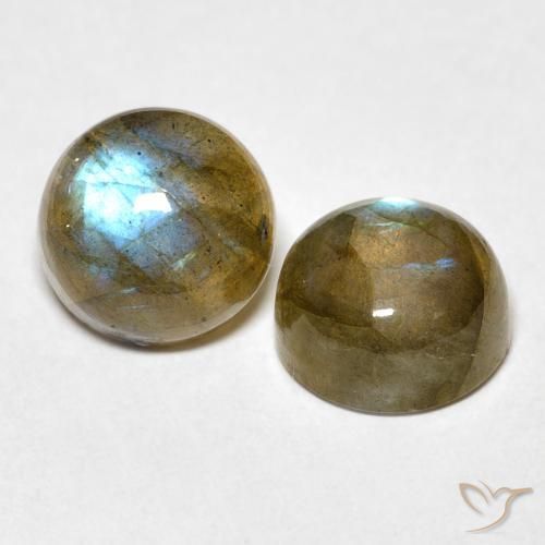 5.32 ctw Multicolor Labradorite Stones, Natural Labradorite in Round Cabochon Shape for Sale