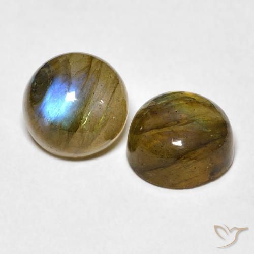 4.98 ctw Multicolor Labradorite Stones, Natural Labradorite in Round Cabochon Shape for Sale