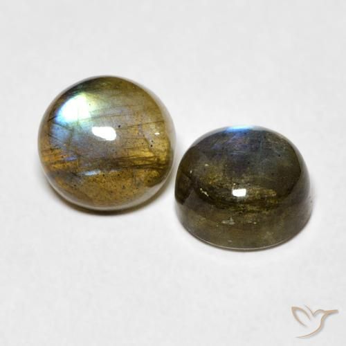 3.48 ctw Multicolor Labradorite Stones, Natural Labradorite in Round Cabochon Shape for Sale