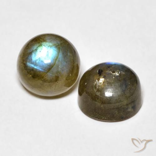 3.67 ctw Multicolor Labradorite Stones, Natural Labradorite in Round Cabochon Shape for Sale
