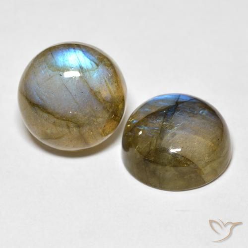 18.54 ctw Multicolor Labradorite Stones, Natural Labradorite in Round Cabochon Shape for Sale