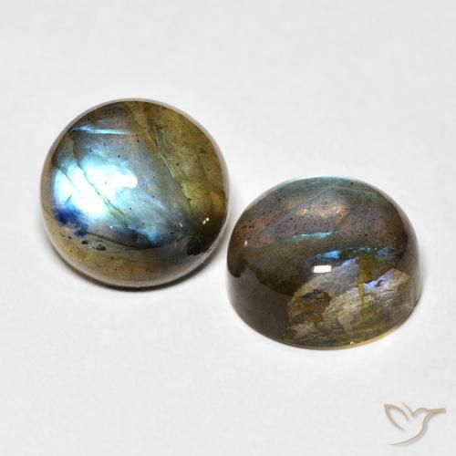 11.44 ctw Multicolor Labradorite Stones, Natural Labradorite in Round Cabochon Shape for Sale