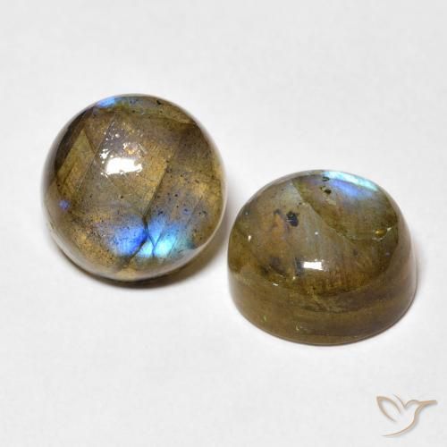 10.15 ctw Multicolor Labradorite Stones, Natural Labradorite in Round Cabochon Shape for Sale