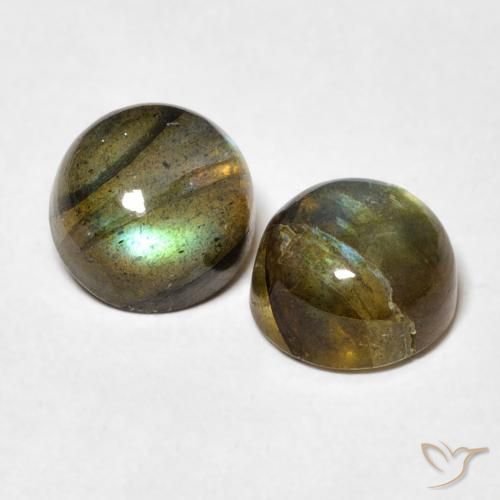 3.66 ctw Multicolor Labradorite Stones, Natural Labradorite in Round Cabochon Shape for Sale