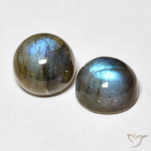5.02 ctw Multicolor Labradorite Stones, Natural Labradorite in Round Cabochon Shape for Sale