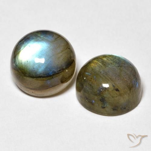 10.13 ctw Multicolor Labradorite Stones, Natural Labradorite in Round Cabochon Shape for Sale