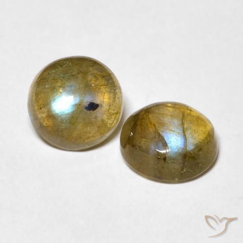 2.92 ctw Multicolor Labradorite Stones, Natural Labradorite in Round Cabochon Shape for Sale