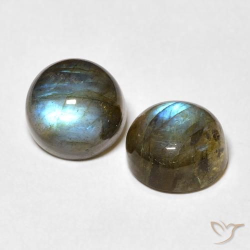 5.42 ctw Multicolor Labradorite Stones, Natural Labradorite in Round Cabochon Shape for Sale