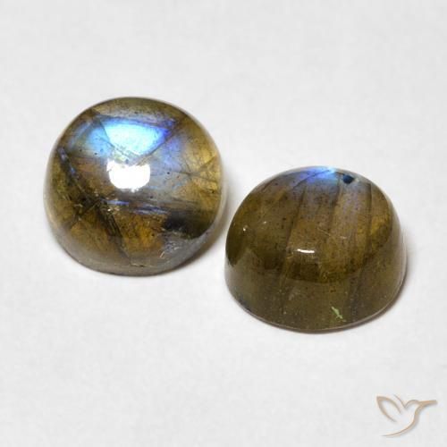 3.24 ctw Multicolor Labradorite Stones, Natural Labradorite in Round Cabochon Shape for Sale