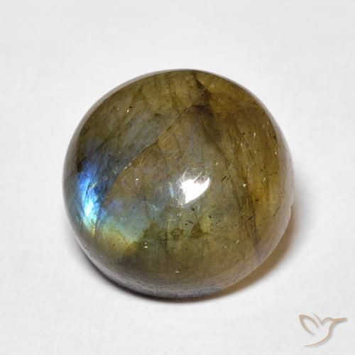 5.91 ct Multicolor Labradorite Stone, Natural Labradorite in Round Cabochon Shape for Sale