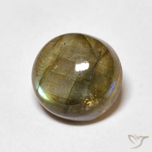 4.51 ct Multicolor Labradorite Stone, Natural Labradorite in Round Cabochon Shape for Sale