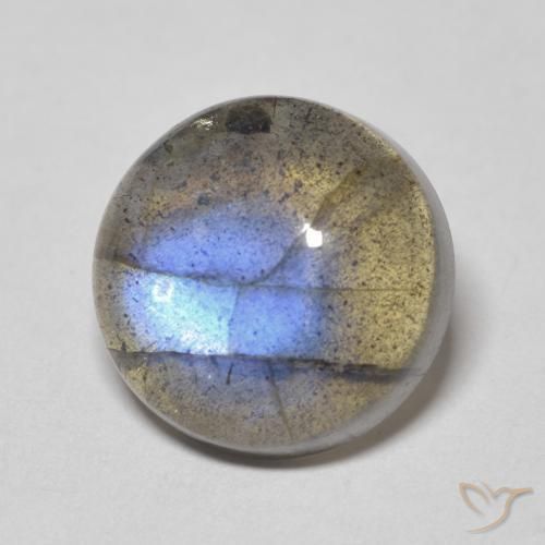 6.24 ct Multicolor Labradorite Stone, Natural Labradorite in Round Cabochon Shape for Sale