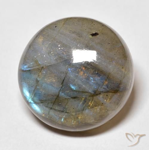 19.73 ct Multicolor Labradorite Stone, Natural Labradorite in Round Cabochon Shape for Sale