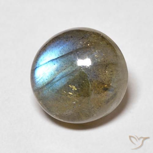5.05 ct Multicolor Labradorite Stone, Natural Labradorite in Round Cabochon Shape for Sale