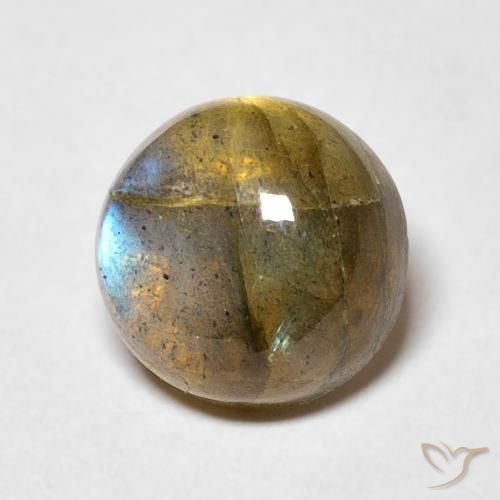 3.48 ct Multicolor Labradorite Stone, Natural Labradorite in Round Cabochon Shape for Sale