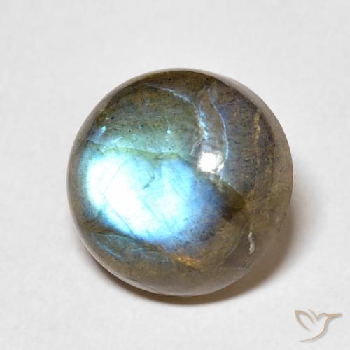 5.86 ct Multicolor Labradorite Stone, Natural Labradorite in Round Cabochon Shape for Sale
