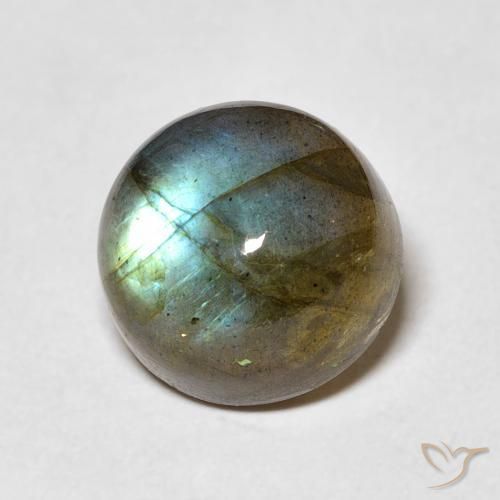 5.05 ct Multicolor Labradorite Stone, Natural Labradorite in Round Cabochon Shape for Sale
